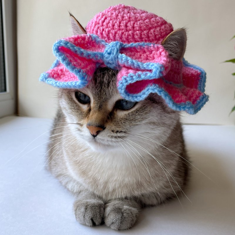 蝴蝶结猫咪帽。猫咪夏季帽。钩针图案。 - 手工艺教程/工具书 - 其他材质 