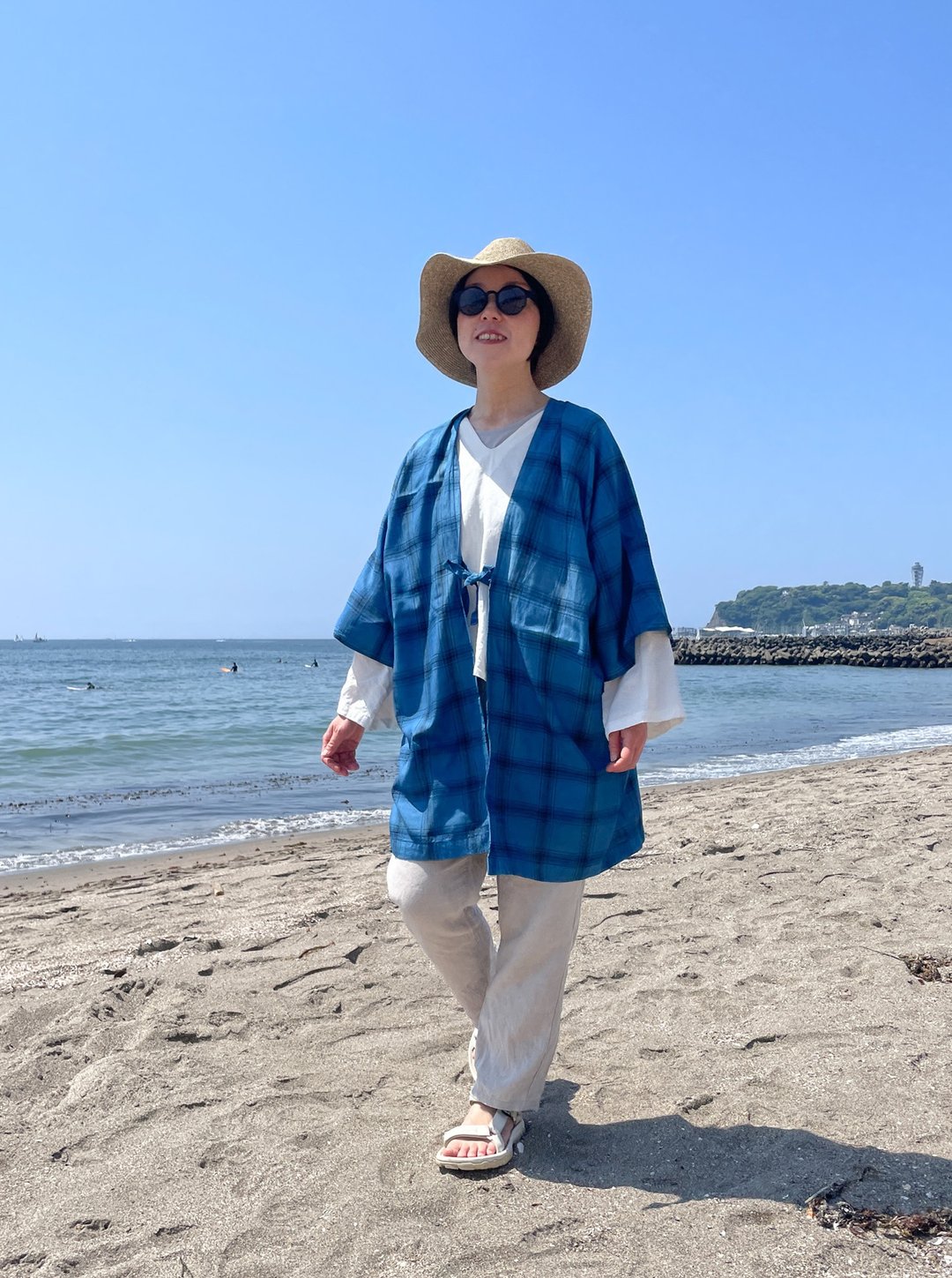 日本制 蓝染 嫘萦开襟外套 和服式罩衫 Cardigan Kimono Haori JAPANBLUE Aizome - 中性连帽卫衣/T 恤 - 其他材质 蓝色
