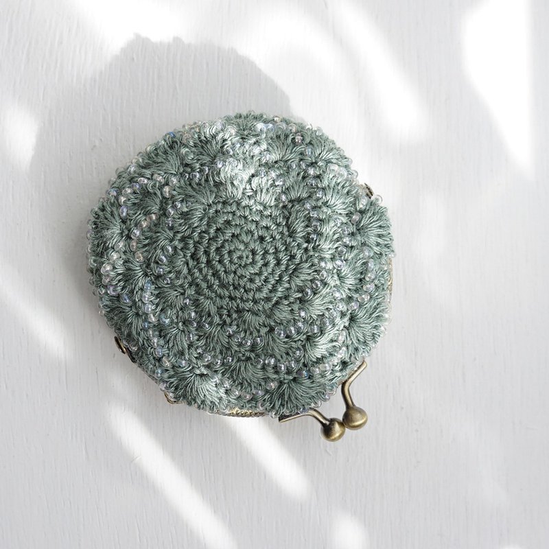 Ba-ba handmade Crochet round pouch  No.C1552 - 化妆包/杂物包 - 其他材质 绿色