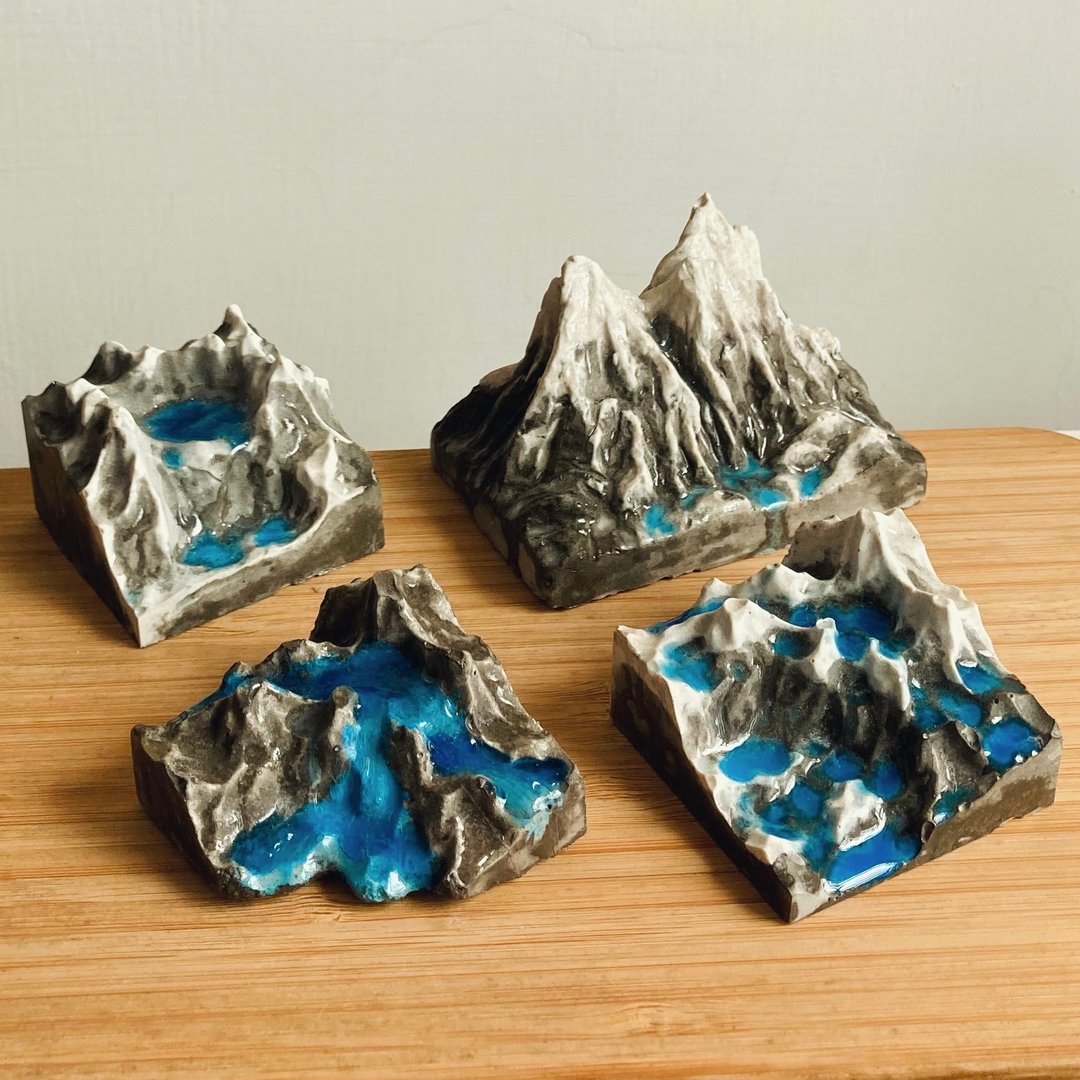 雪山冰河地台 模型底座 模型地台 模型场景 小恐龙  公仔 摆饰 - 摆饰 - 水泥 蓝色