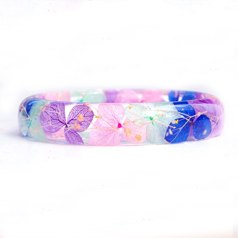 花说・北极之光 - 绣球花真花手镯・多色系・干燥花永生花 - 手链/手环 - 植物．花 紫色