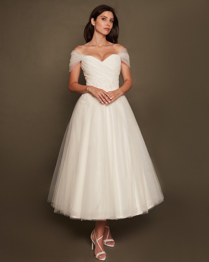 网纱婚纱、网纱礼服、短款蕾丝婚纱 茶会裙长 - 晚装/礼服 - 其他材质 白色