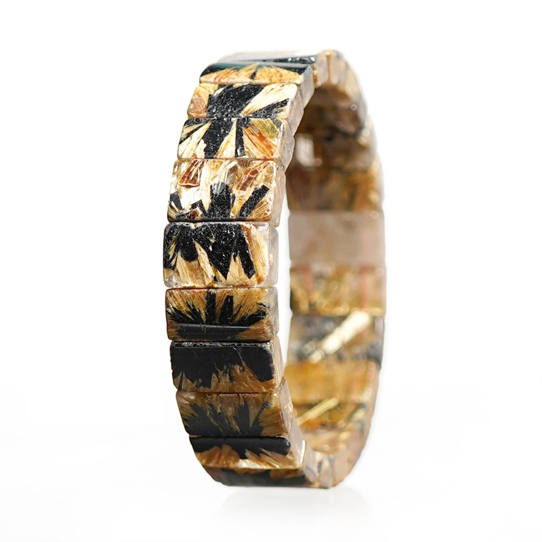 【正佳珠宝】金钛晶 顶级对花钛 57g 金钛晶手排 - 手链/手环 - 半宝石 多色
