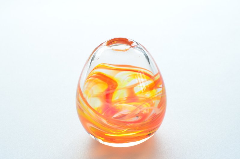 Single-wheel insert / Orange Marble / Palm size - 花瓶/陶器 - 玻璃 橘色