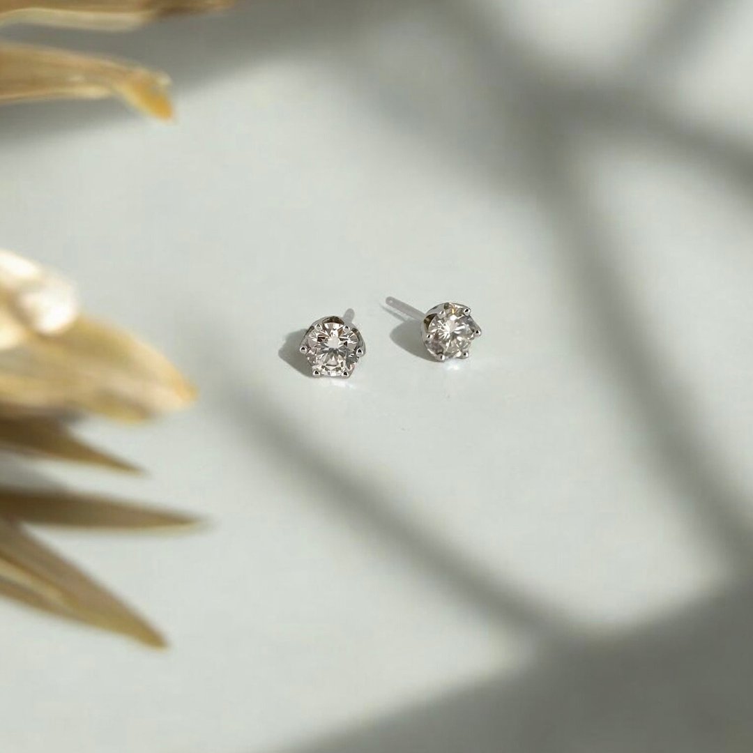 925纯银 | 经典六爪单钻4.75mm_耳环 - 耳环/耳夹 - 贵金属 
