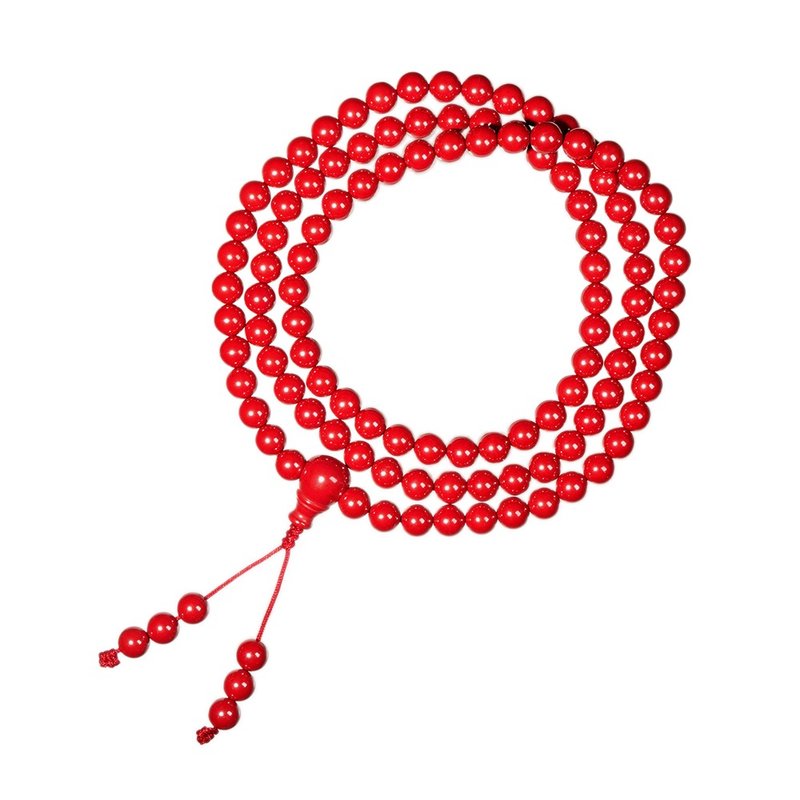 【正佳珠宝】帝王朱砂 顶级满红帝王砂 6mm 108 颗平安转运珠 - 手链/手环 - 半宝石 多色