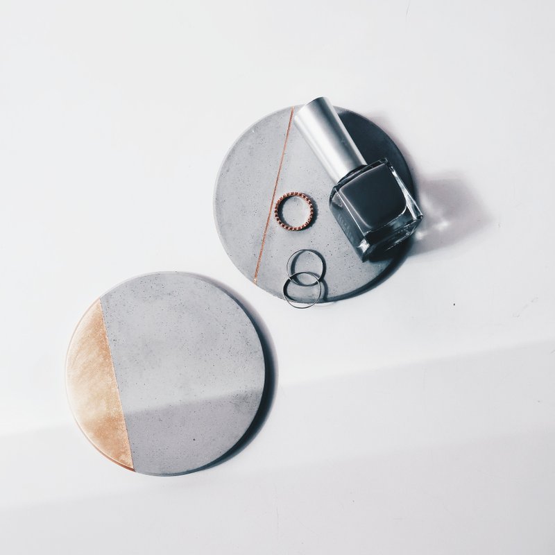 SOLAR SYSTEM 曙光&月蚀│金线・金边倒角设计水泥吸水杯垫-2入组 - 摆饰 - 水泥 金色