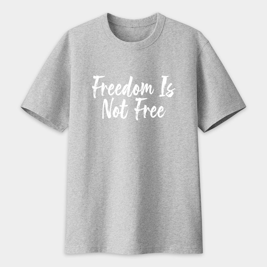 小丑经典语录 中性短袖T恤 英文草写 Freedom 灰色 PS067 - 男装上衣/T 恤 - 棉．麻 灰色