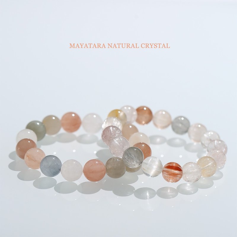 高品质纯天然糖果色彩兔毛发晶手串一图一物马卡龙兔毛 - 手链/手环 - 水晶 多色