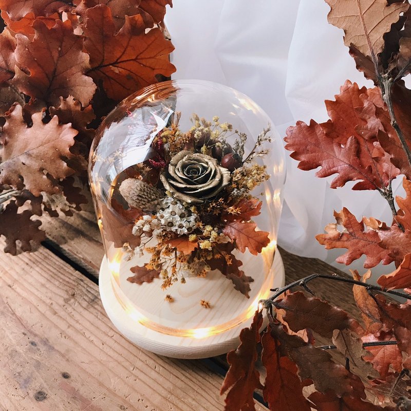 秋冬新品 / 永生花金属玫瑰夜灯 / FLORA FLOWER / 婚礼小物 - 植栽/盆栽 - 植物．花 咖啡色