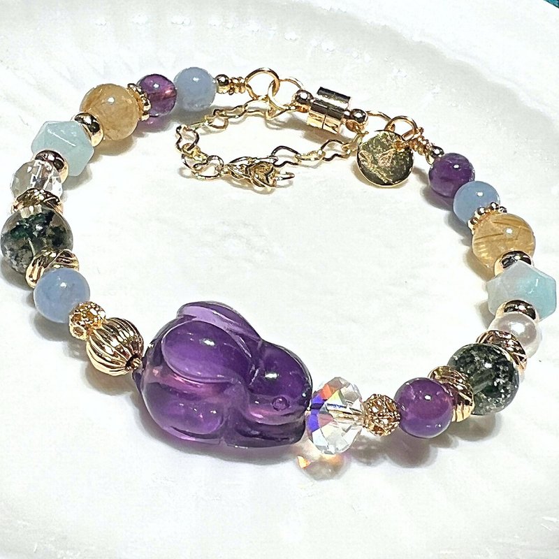 carina accessories 钛金貔貅 水晶手链 生命灵数 定制化 紫水晶 - 手链/手环 - 水晶 紫色