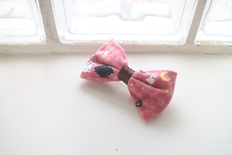 零灵喵和杜拉的万圣节∣格纹红粉－原创印花设计手作【弹簧发夹】 - 发饰 - 聚酯纤维 粉红色