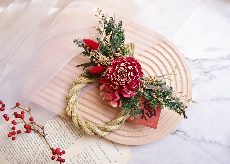 DIY新春祈福注连绳  干燥花 过年日式 新年贺礼 招财 新年礼物圣 - 植栽 - 植物．花 红色