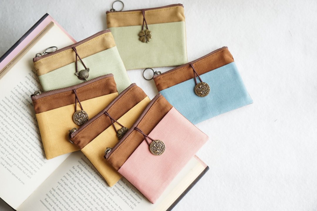 wallet-women - 小钱包 – 樱花粉 - 布作 - 无塑包装 - 钱包 - 零钱包 - 棉 粉红色