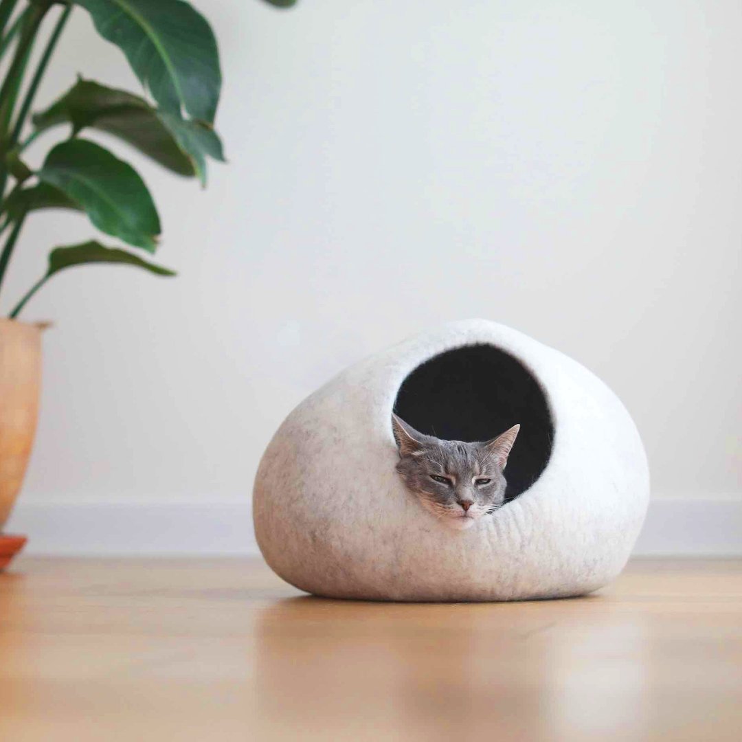 【福利品出清】保暖猫窝 渐层灰猫窝 极简猫窝 蛋壳猫窝 毛毡猫窝 - 床垫/笼子 - 羊毛 
