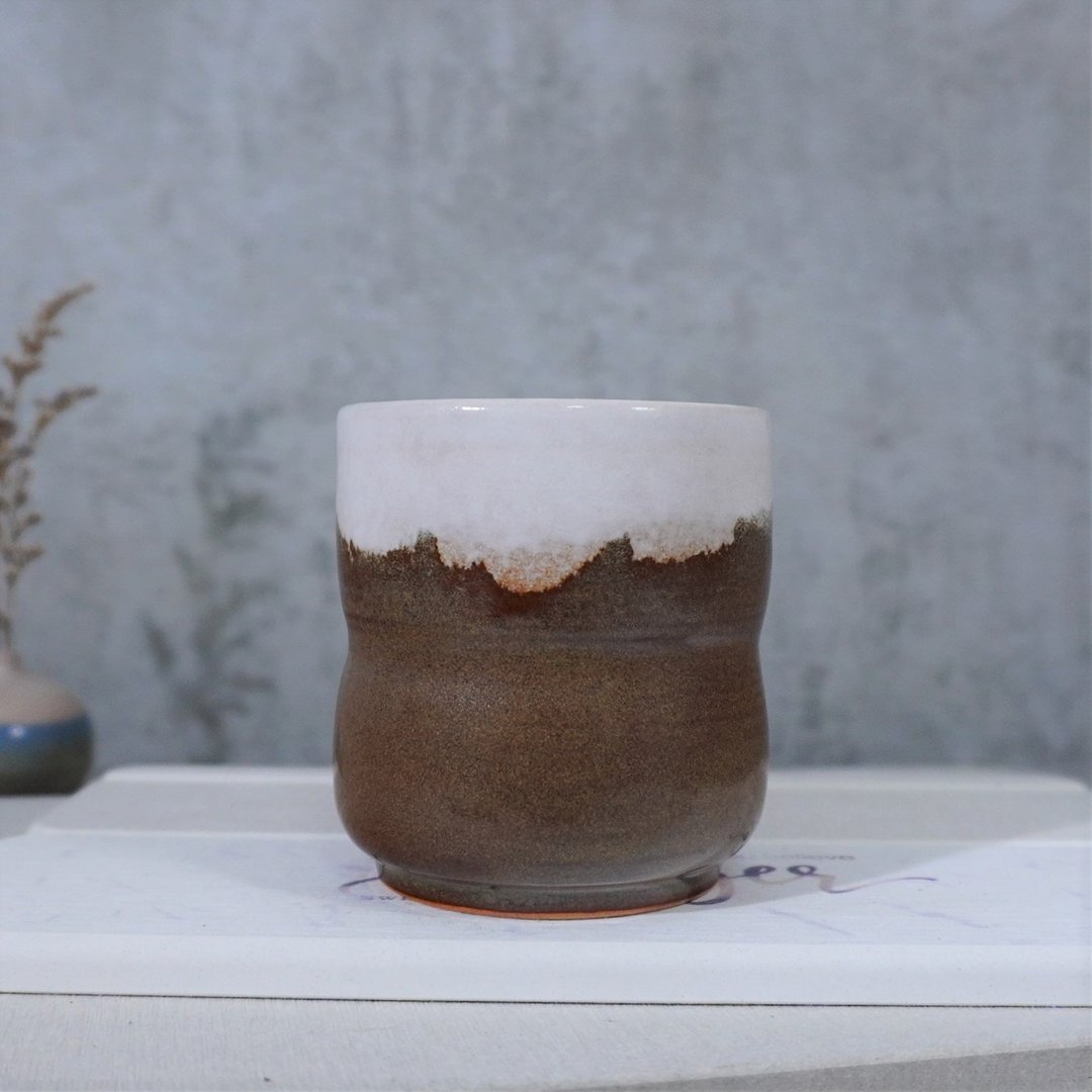 银梅竹腰身握杯,茶杯,水杯-容量约250ml - 咖啡杯/马克杯 - 陶 橘色
