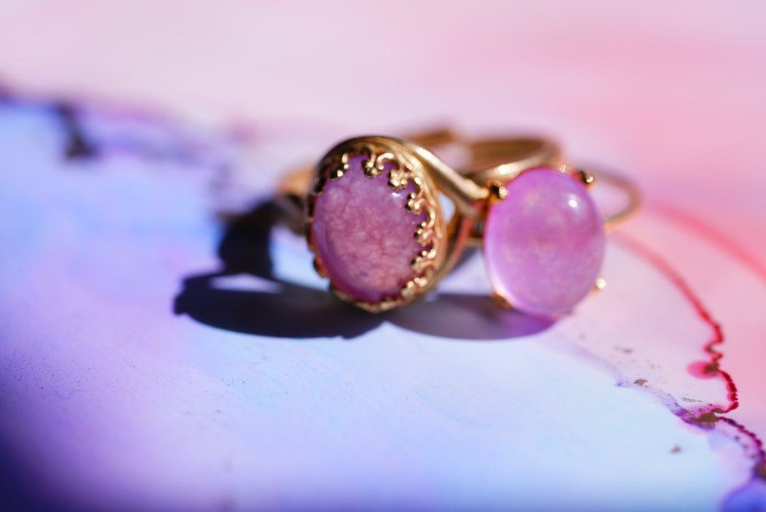 Lavender Jade Oval large ring - 戒指 - 半宝石 粉红色