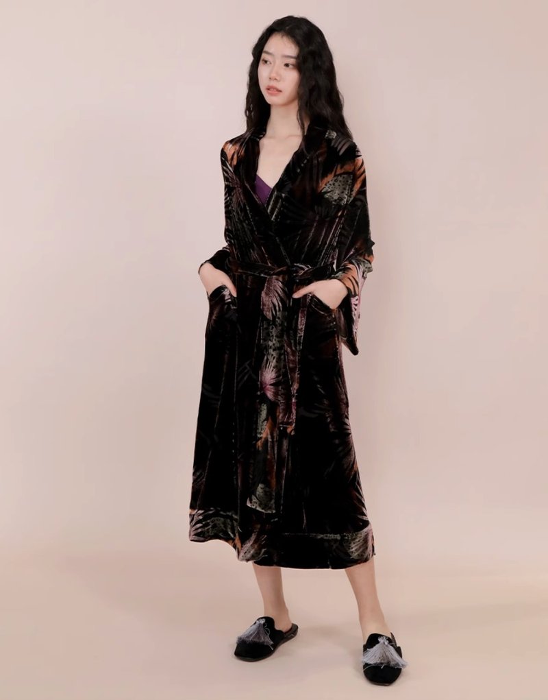 法式奢华 真丝丝绒睡袍家居服 连身裙套装 - 居家服/睡衣 - 其他材质 多色