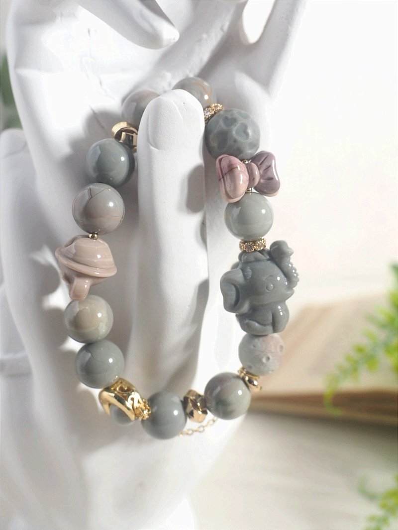 大象阿拉善  蝴蝶结铃铛阿拉善 爱心陨石阿拉善  阿拉善设计款 - 手链/手环 - 玉石 