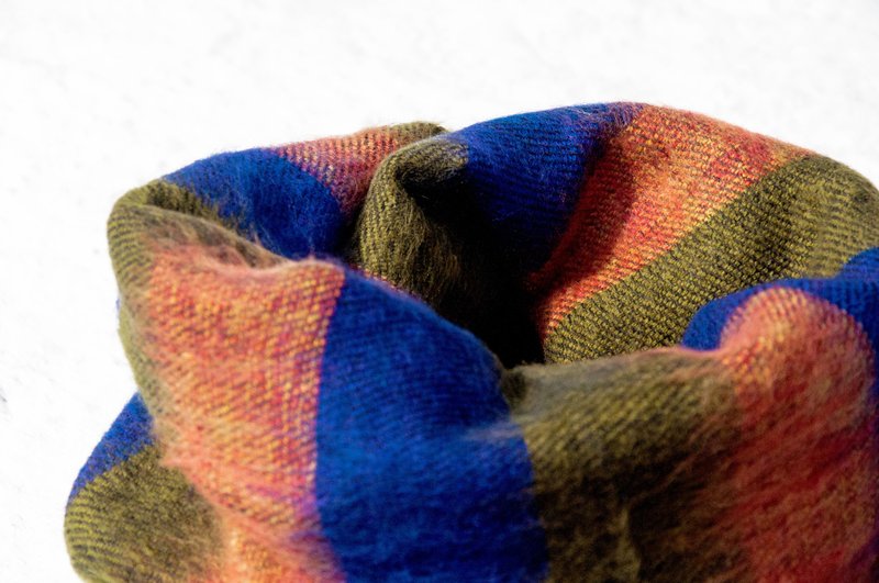 纯羊毛披巾/针织围巾/针织披巾/盖毯/纯羊毛围巾/羊毛披巾-蓝色海 - 围巾/披肩 - 羊毛 蓝色