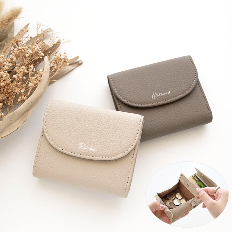 附BOX型零钱包的皮夹 【顶级皮革 质感 刻字】 钱包 防盗刷 轻巧 文字刻印 HR49U - 皮夹/钱包 - 真皮 咖啡色