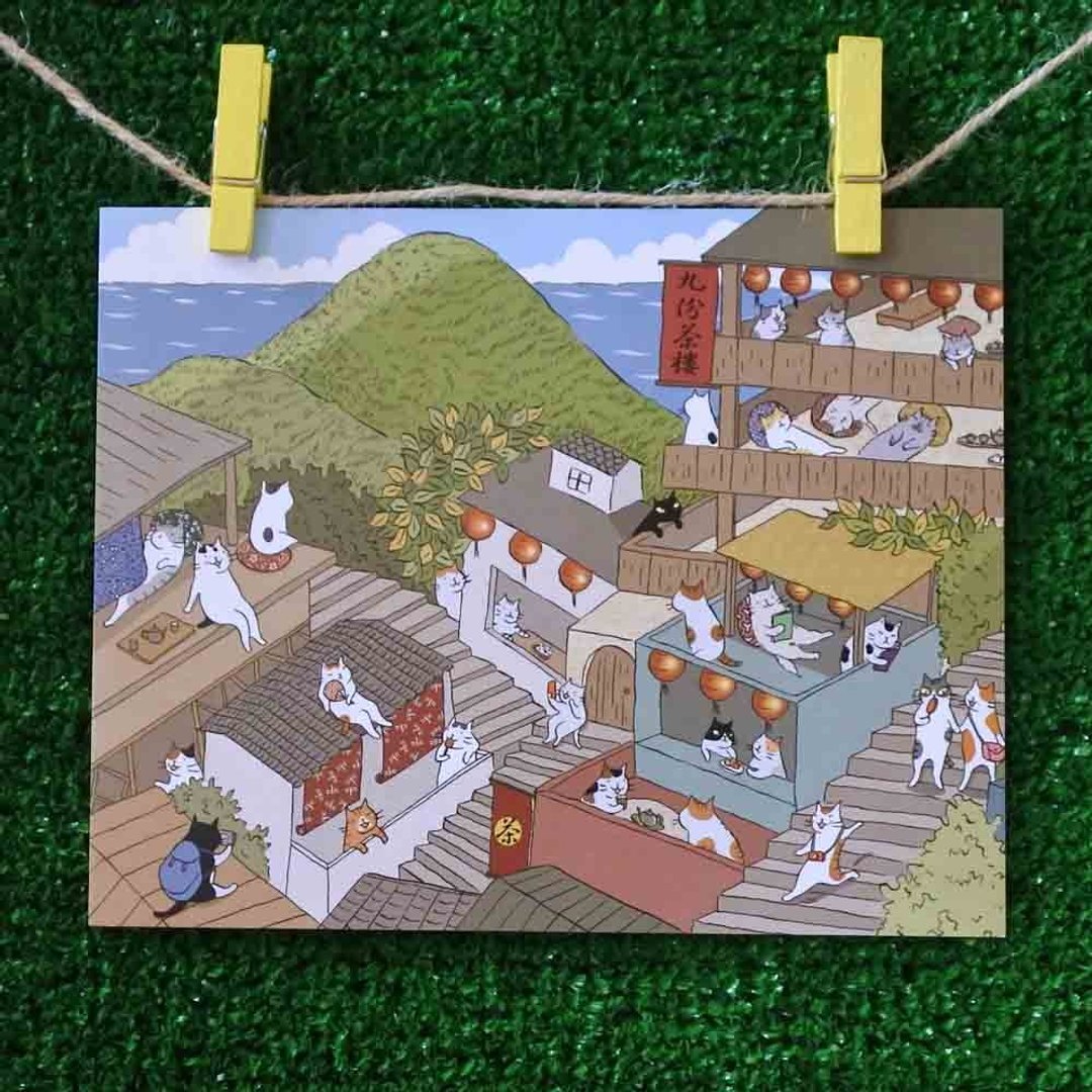 三猫小铺猫咪插画明信片(画家:猫小姐) –九份猫城 - 卡片/明信片 - 纸 