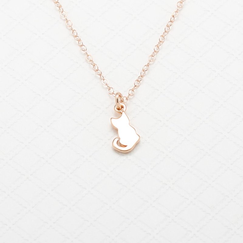 【Angel & Me】可爱 猫 猫咪 s925 纯银厚镀18k玫瑰金 项链 礼物 - 项链 - 玫瑰金 金色