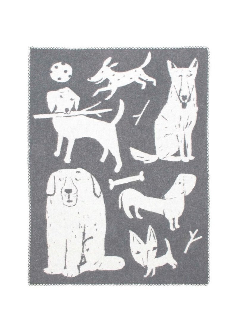 MATTI PIKKUJÄMSÄ合作款羊毛毯 (狗狗集会 灰/小) - 被子/毛毯 - 羊毛 灰色