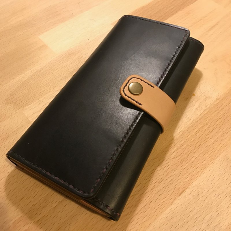 纯手工客制皮革长夹附拉链零钱包(免费印字，绣字） - 皮夹/钱包 - 真皮 多色