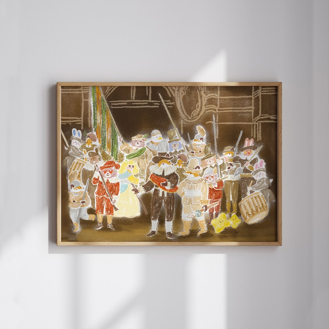 狐吉博物馆 Huchii Museum系列 夜巡款 | 插画A4海报 - 海报/装饰画/版画 - 纸 