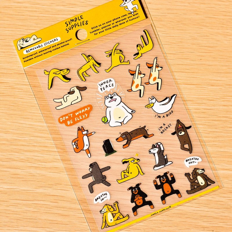 Yoga Dogs 防水透明贴纸 - 贴纸 - 防水材质 黄色
