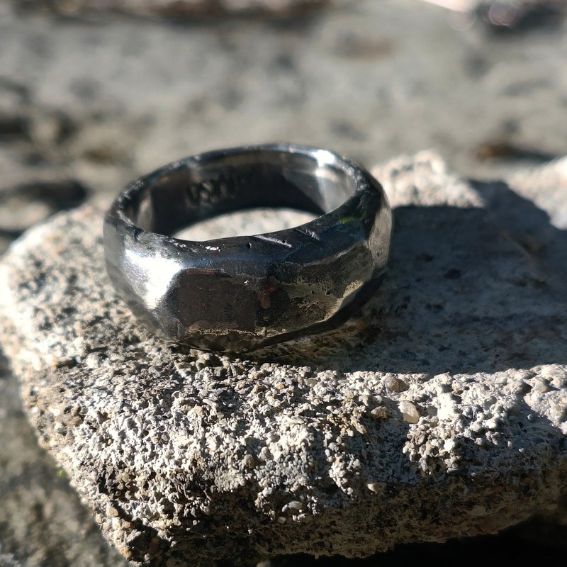 宽版银戒指 - 戒指 - 纯银 黑色