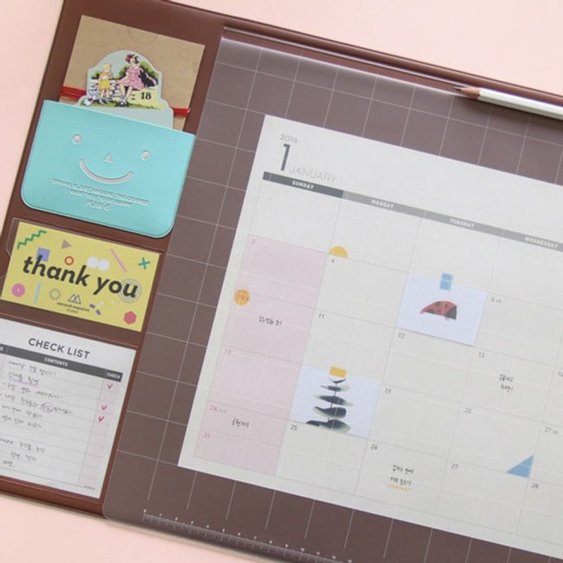 敲敲-Second-Mansion-微笑口袋手帐桌垫(附赠2017月计划表)-可可棕,PLD64792 - 其他 - 塑料 咖啡色