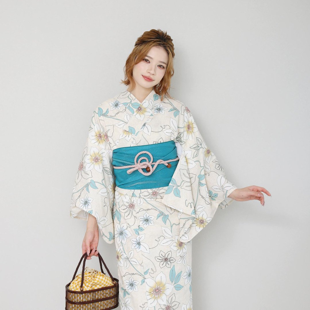 日本 和服 浴衣 女性 浴衣 腰带 2件组 F Size x14F-23  yukata - 其他 - 棉 