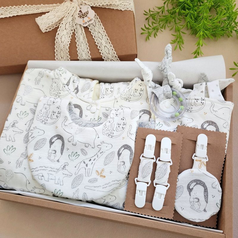 柔软针织棉 实用5件组弥月礼 企鹅妈妈现货 其他花色接受订制 - 满月礼盒 - 棉．麻 多色