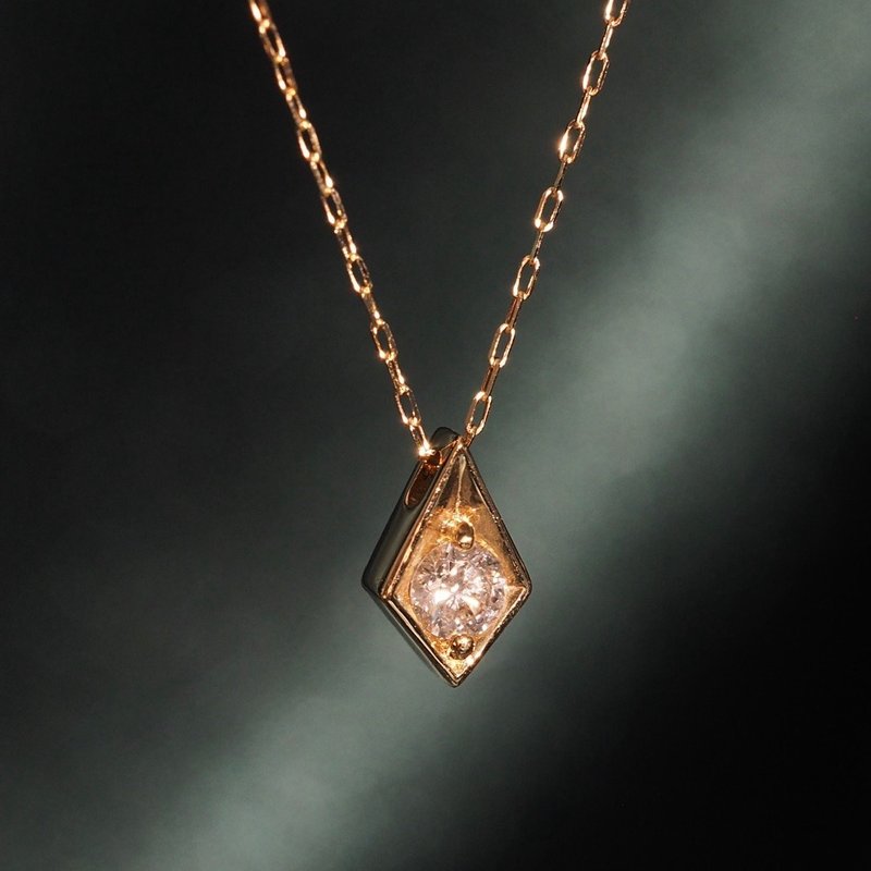 18K钻石菱形项链 18K Gold Diamond Rhombus Necklace - 项链 - 贵金属 