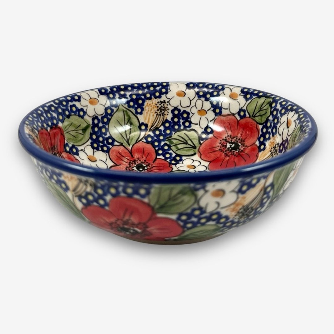 波兰手绘手工陶-浅碗 饭碗 15.5cm 静谧艳红系列 设计师款 - 碗 - 陶 多色