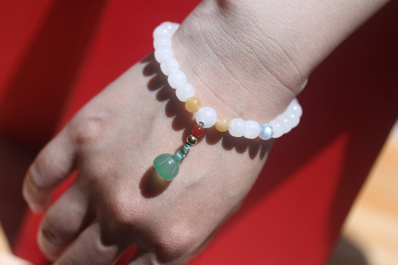 天然和田玉老型珠 手链 转运珠 DIY单圈手串 莲蓬玉乎原创手作设 - 手链/手环 - 玉石 