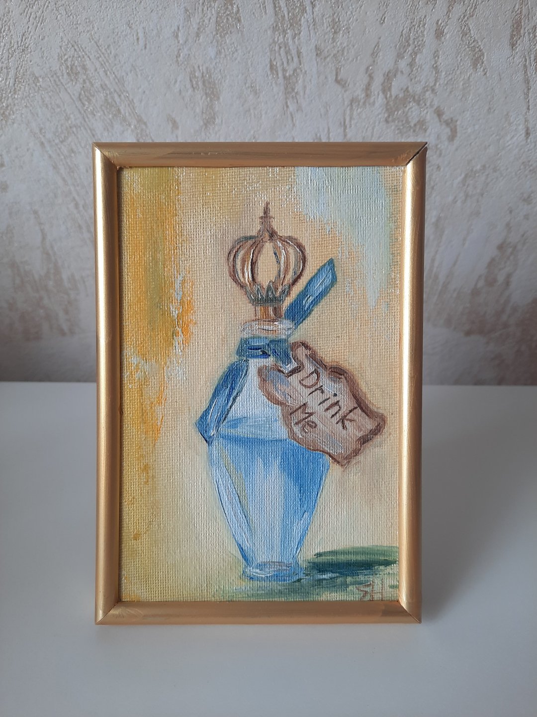 喝我油画灵感来自仙境瓶油画 油画 - 海报/装饰画/版画 - 棉 蓝色