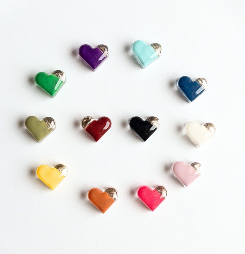 12色可选 爱心 耳针 耳夹 - 耳环/耳夹 - 树脂 多色