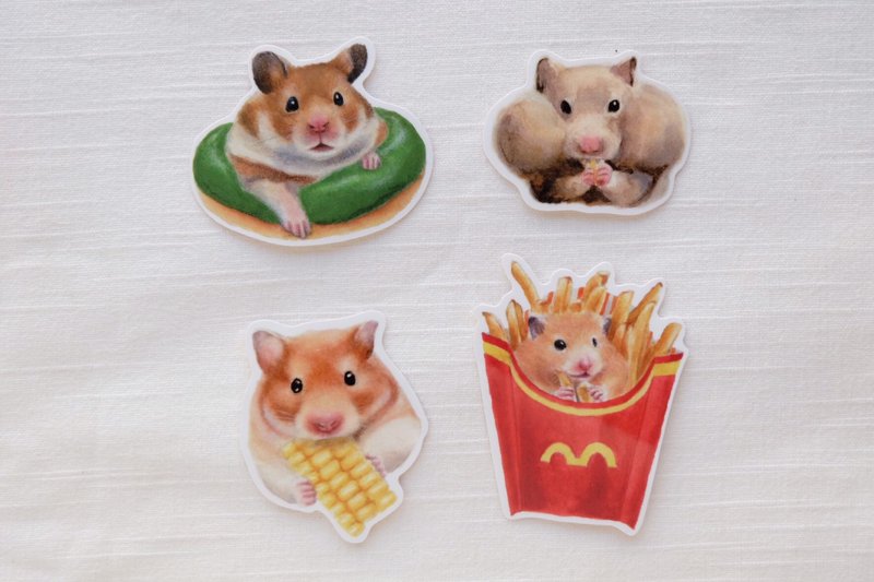 吃货黄金鼠防水贴纸组 - 贴纸 - 塑料 多色