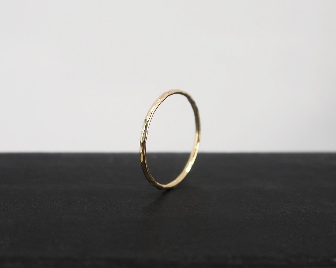 No.252.2 SILK THREAD RING 金丝线戒 (锤纹) - 14K GF - 戒指 - 其他金属 金色