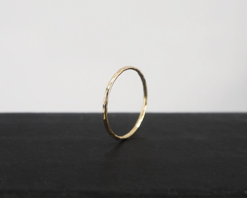 No.252.2 SILK THREAD RING 金丝线戒 (锤纹) - 14K GF - 戒指 - 其他金属 金色