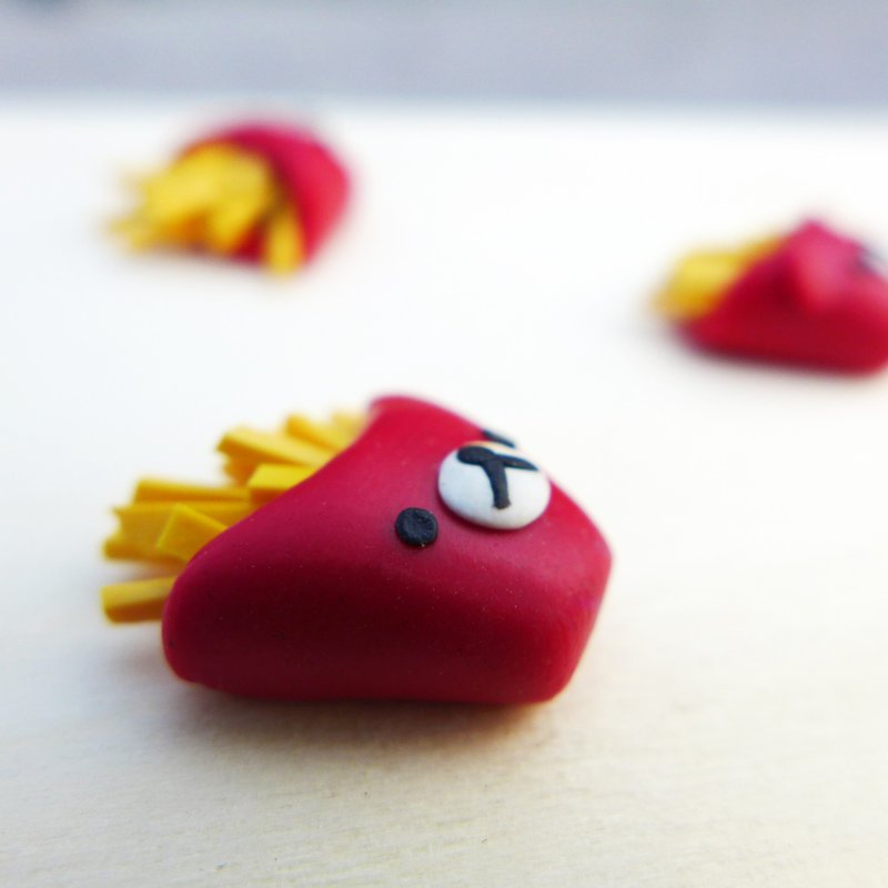 【土星垣】美式小熊黄金酥脆经典风味炸薯条星垣手链串饰｜星垣日记系列：美式风格系列｜【Saturn Ring】Saturn  Diary Charms｜软陶创作．防水材质．附吊绳·可改手链(3个串饰以上)/项链/耳环/钥匙圈 - 项链 - 防水材质 红色