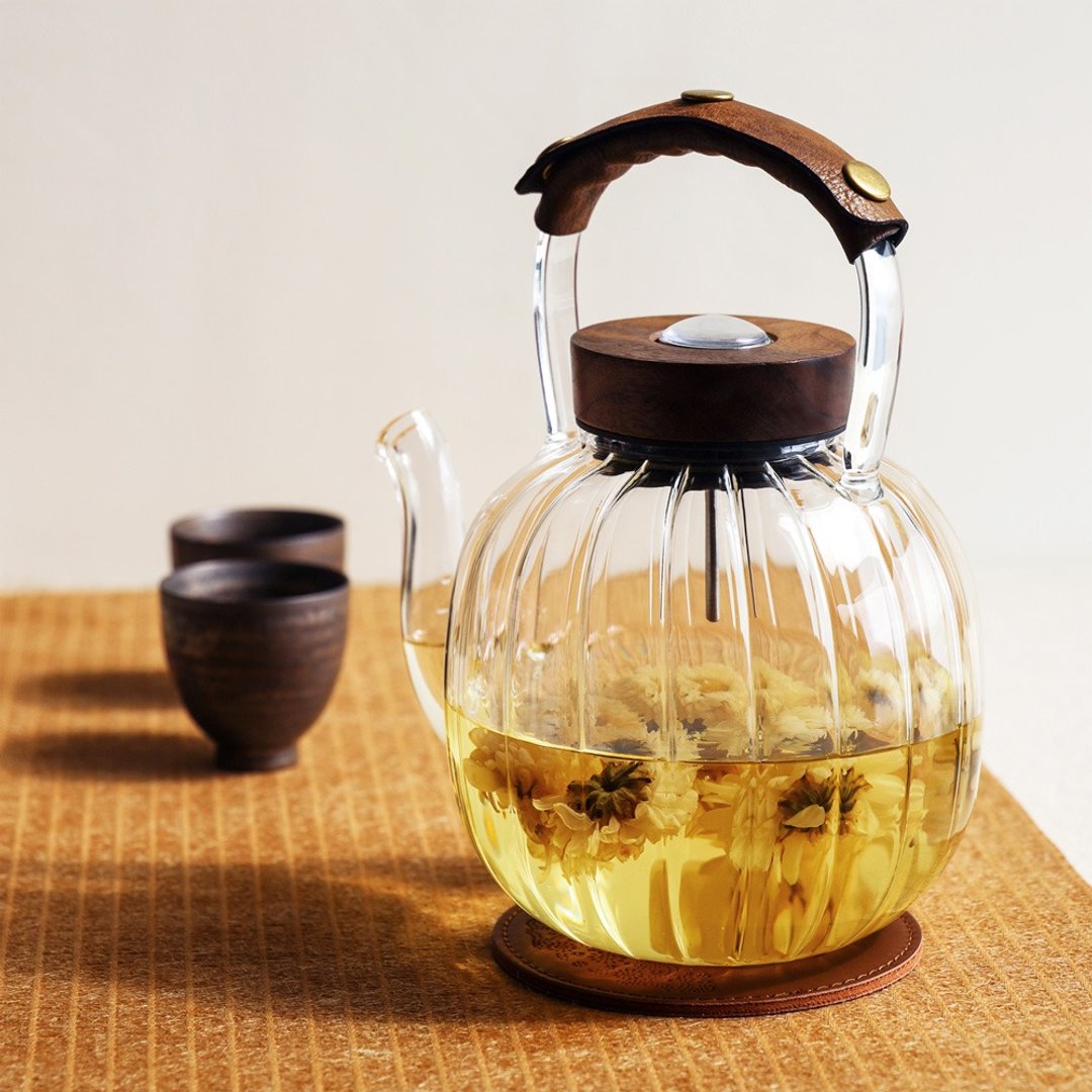 菊瓣感温玻璃烧水壶(1000ml) - 茶具/茶杯 - 玻璃 咖啡色