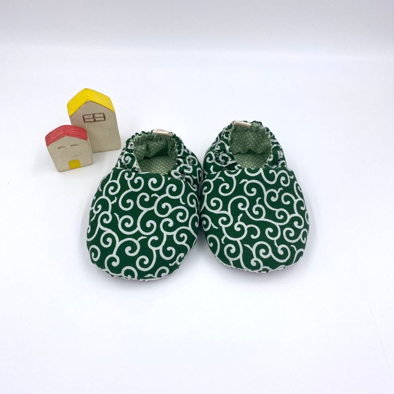 唐草纹-初步鞋/成长鞋/漫步鞋 - 婴儿鞋 - 棉．麻 绿色