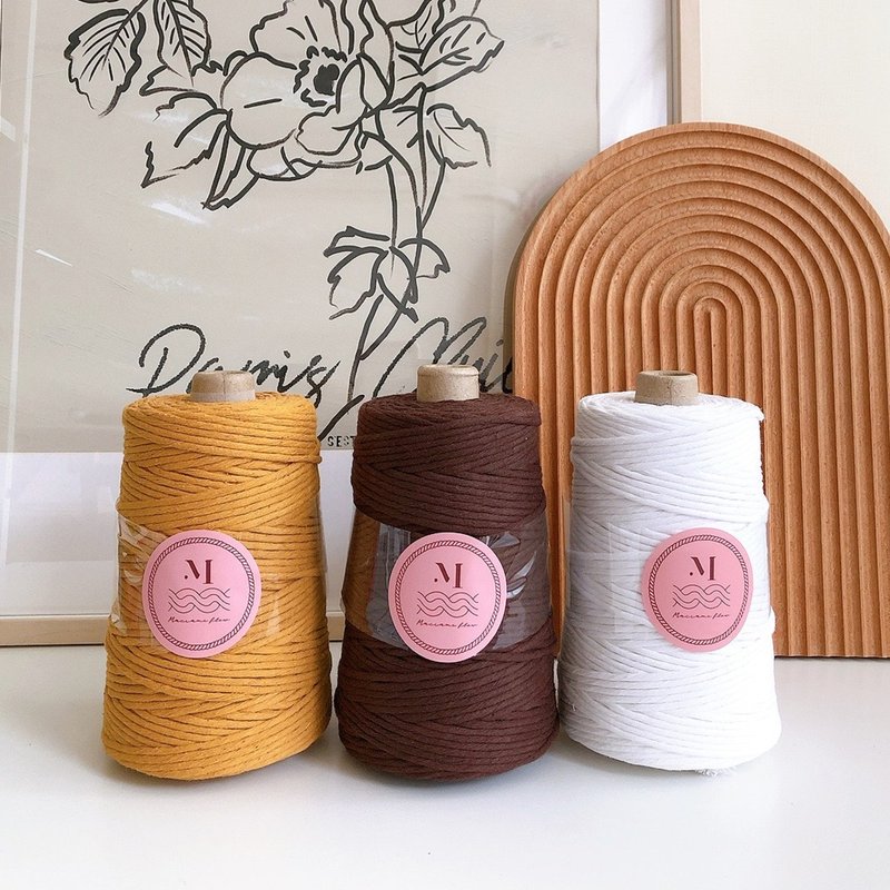 Macrame 染色单股棉绳 3mm 姜黄/可丽露/蛋白霜 - 编织/刺绣/羊毛毡/裁缝 - 棉 橘色