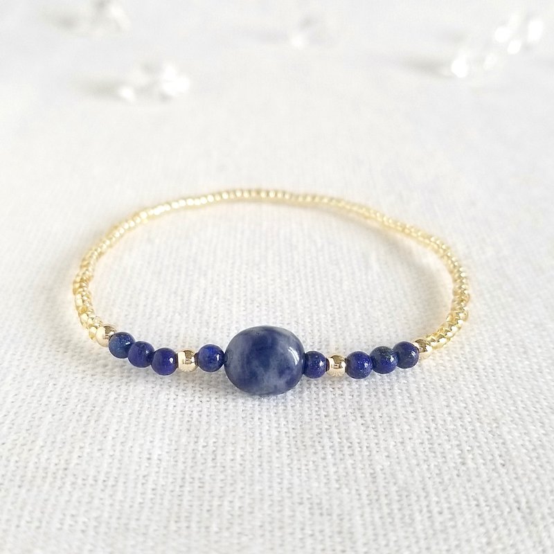 青金石 蓝纹石 水晶手链 | 舒缓情绪压力 提升直觉力 自信 助沟通 - 手链/手环 - 水晶 蓝色