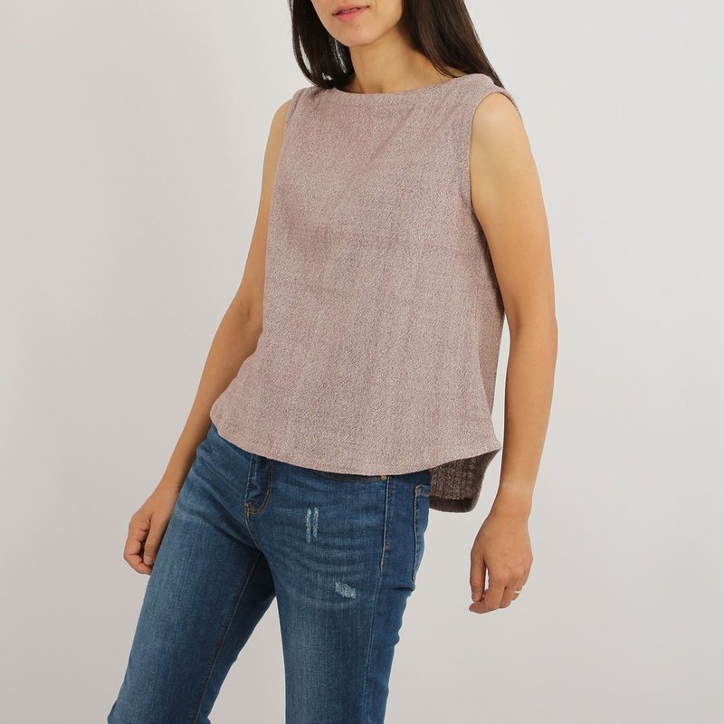 Cotton Hemp Boat Neck Blouse, Purple - 女装上衣 - 棉．麻 紫色