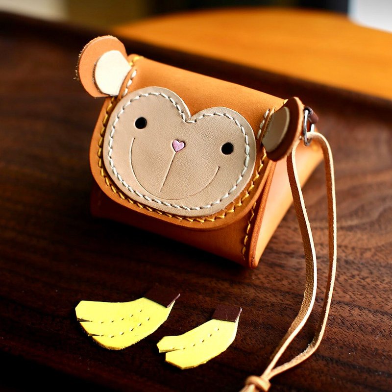 御饭团小猴子 动物立体零钱包 - 零钱包 - 真皮 橘色
